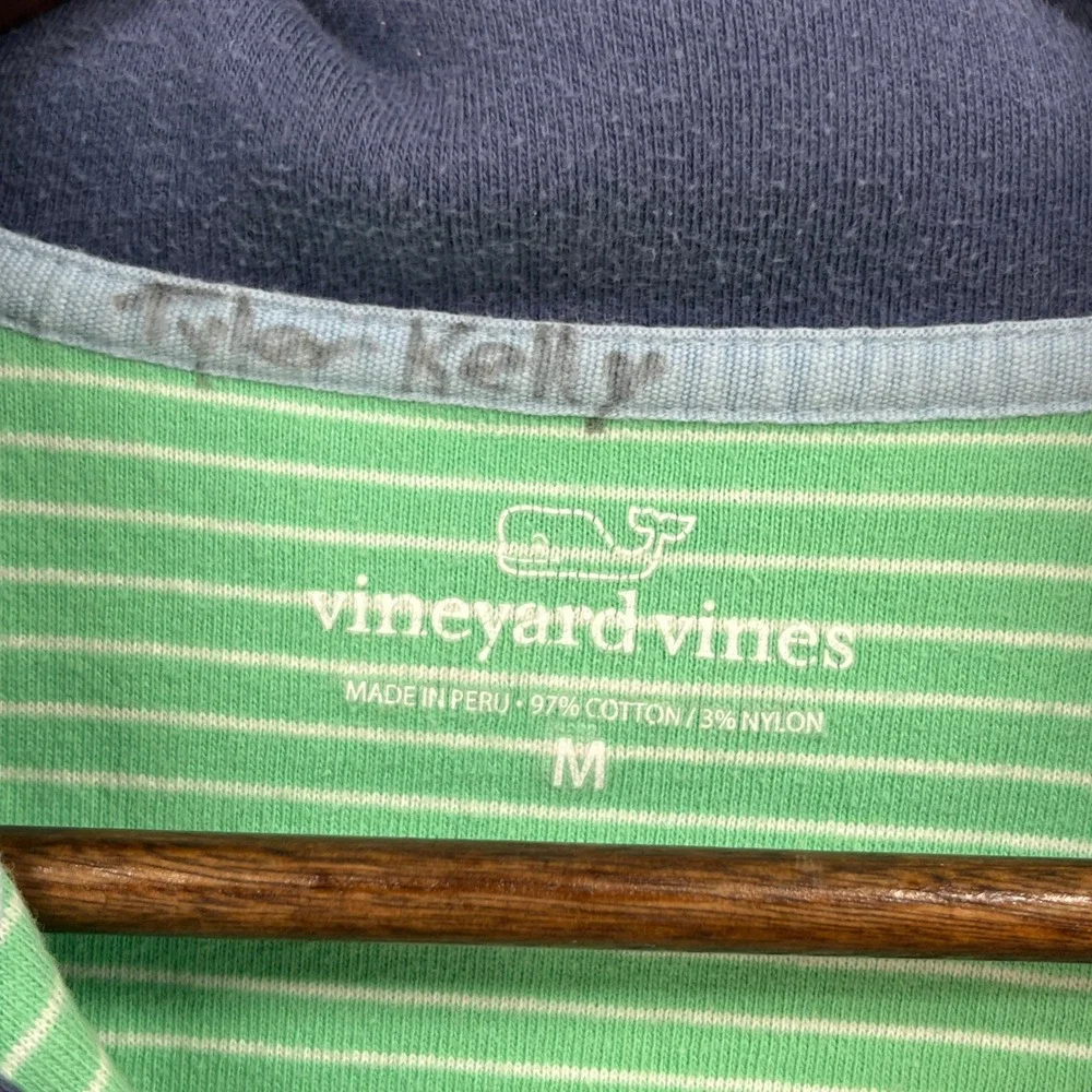 Vineyard Vines Pullover Mens Medium Green Quarter Zip Whale Golf Preppy Coastal